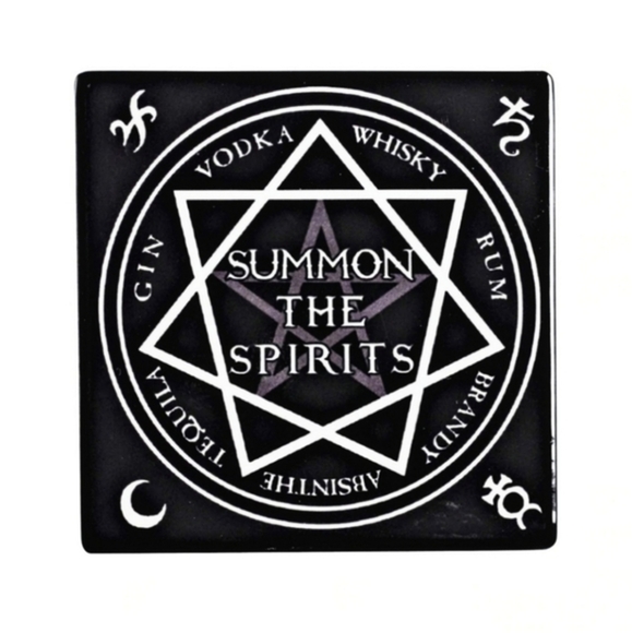 Alchemy Gothic “Summon the Spirits” Coaster – Occult Cocktail Barware | Ceramic - Picture 1 of 4